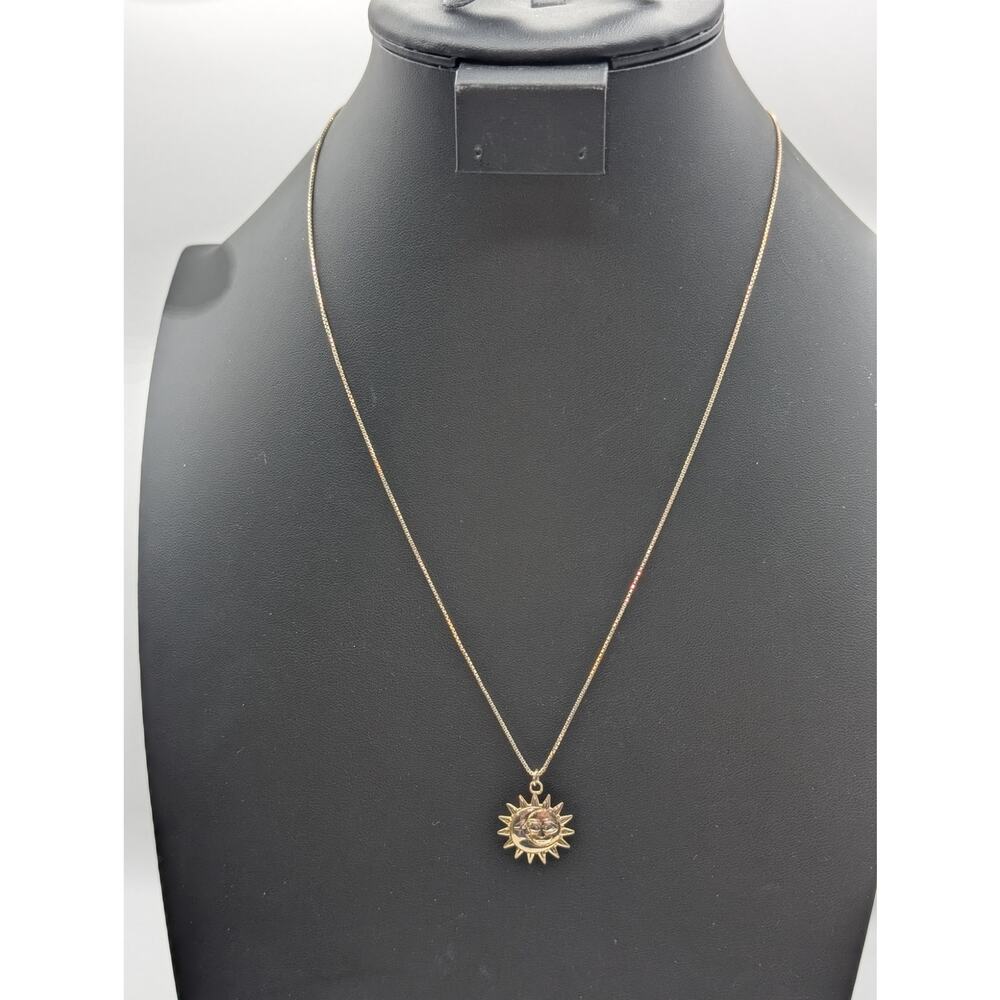 Vtg Dyadema 925 Italy Sterling Vermeil Sun Moon Pendant Box Pull Chain Necklace